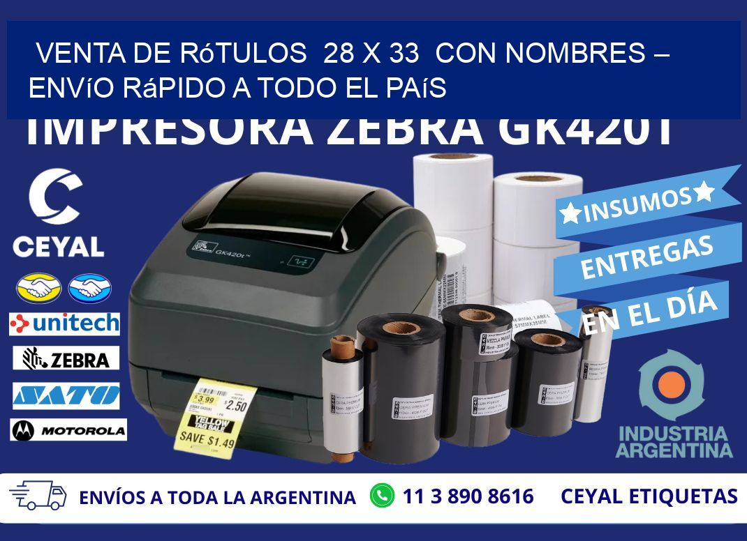 Venta de Rótulos  28 x 33  con Nombres – Envío Rápido a Todo el País