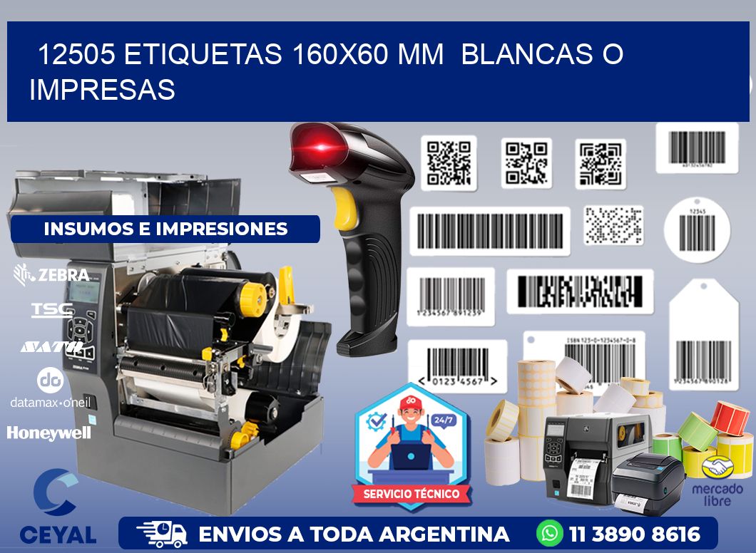 12505 ETIQUETAS 160x60 mm  BLANCAS O IMPRESAS