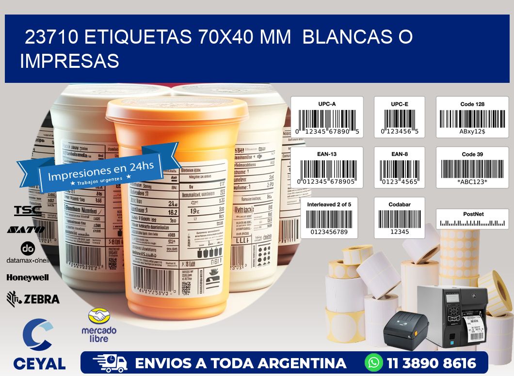 23710 ETIQUETAS 70x40 mm  BLANCAS O IMPRESAS