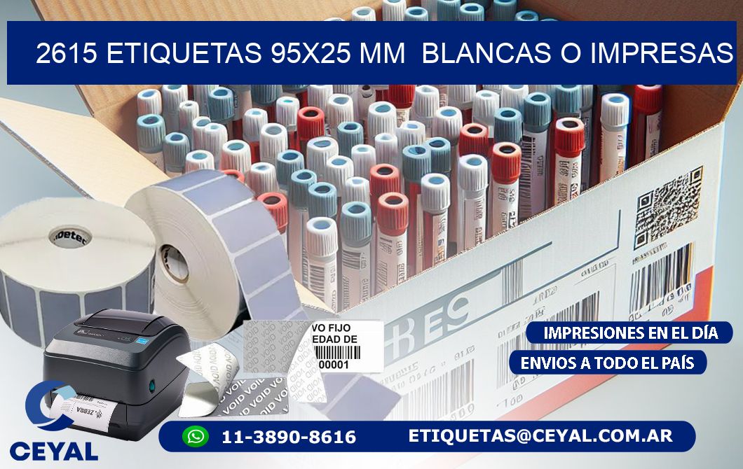 2615 ETIQUETAS 95×25 mm  BLANCAS O IMPRESAS