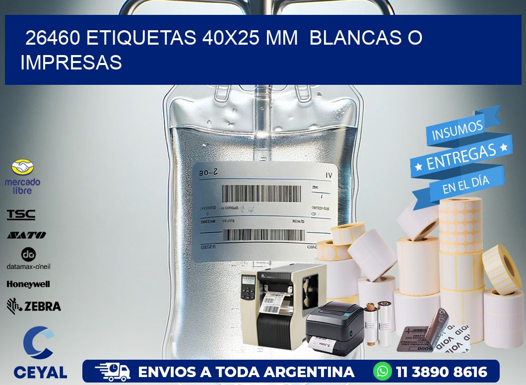 26460 ETIQUETAS 40×25 mm  BLANCAS O IMPRESAS