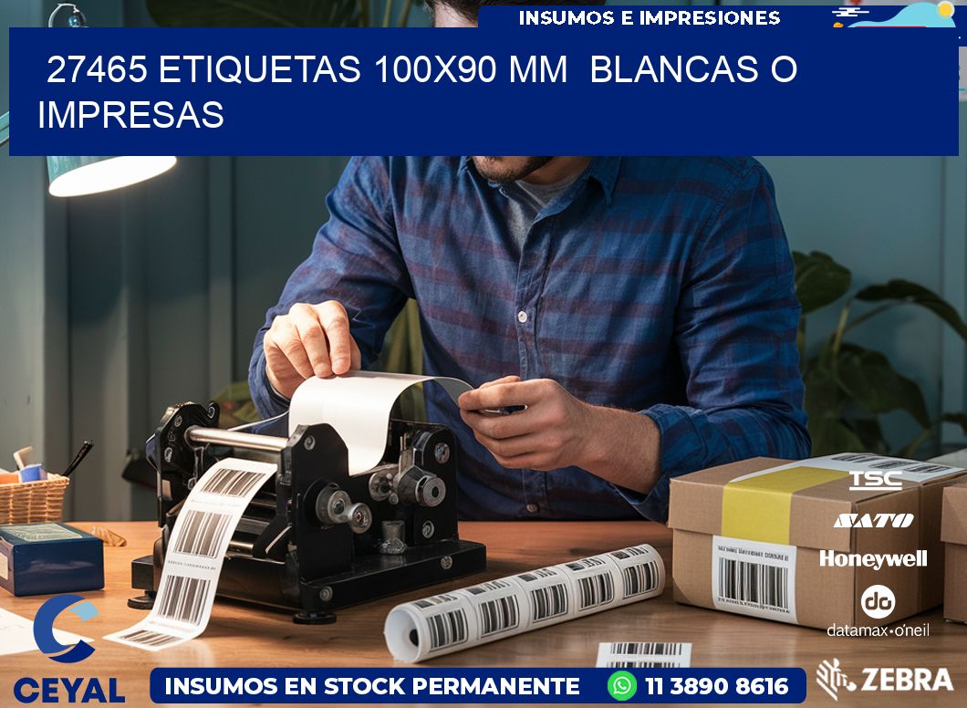 27465 ETIQUETAS 100×90 mm  BLANCAS O IMPRESAS