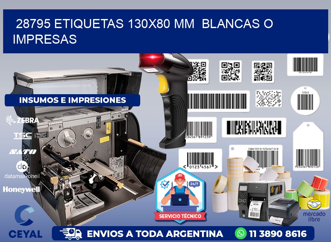 28795 ETIQUETAS 130x80 mm  BLANCAS O IMPRESAS