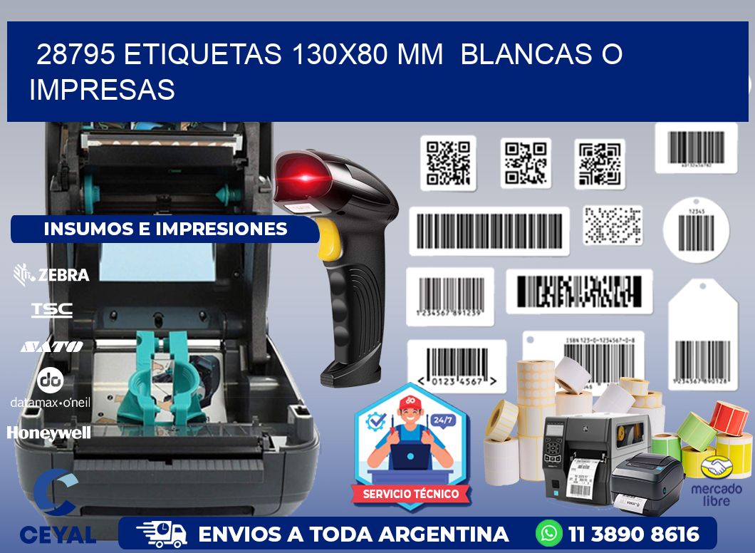 28795 ETIQUETAS 130x80 mm  BLANCAS O IMPRESAS