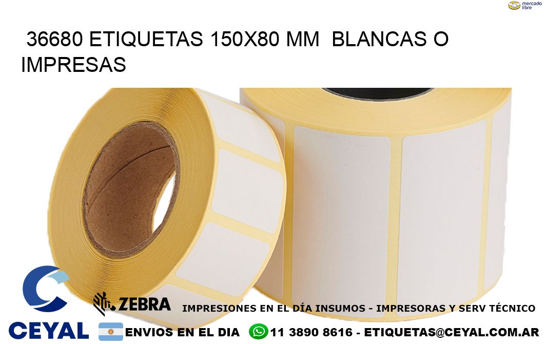 36680 ETIQUETAS 150x80 mm  BLANCAS O IMPRESAS