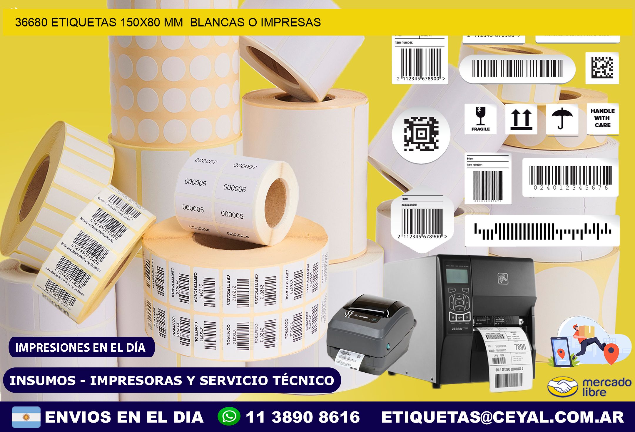 36680 ETIQUETAS 150×80 mm  BLANCAS O IMPRESAS