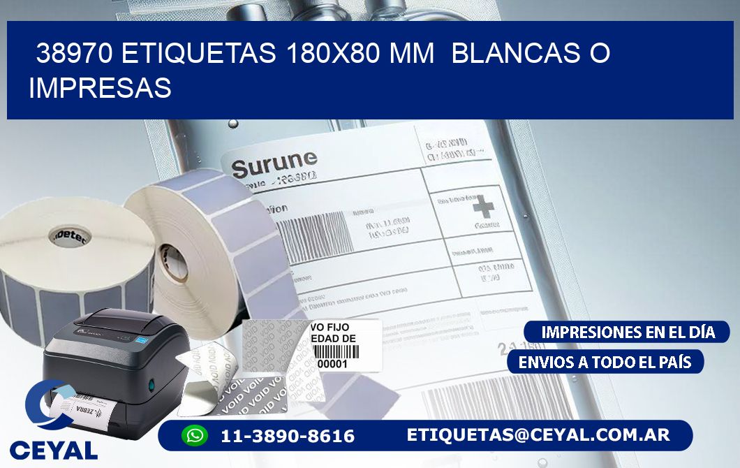 38970 ETIQUETAS 180x80 mm  BLANCAS O IMPRESAS