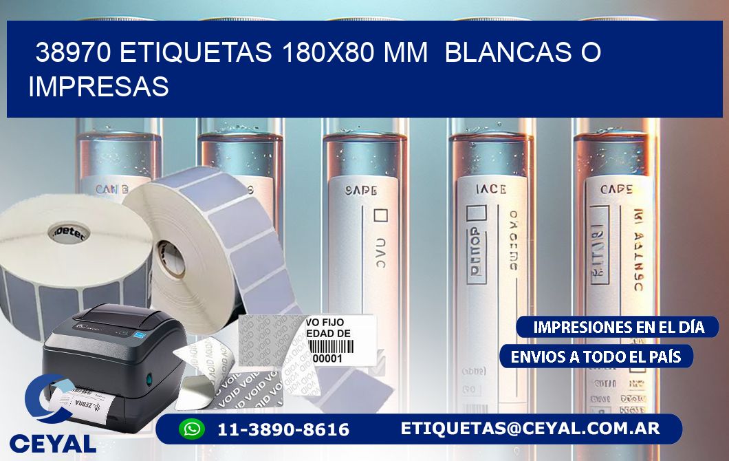 38970 ETIQUETAS 180x80 mm  BLANCAS O IMPRESAS