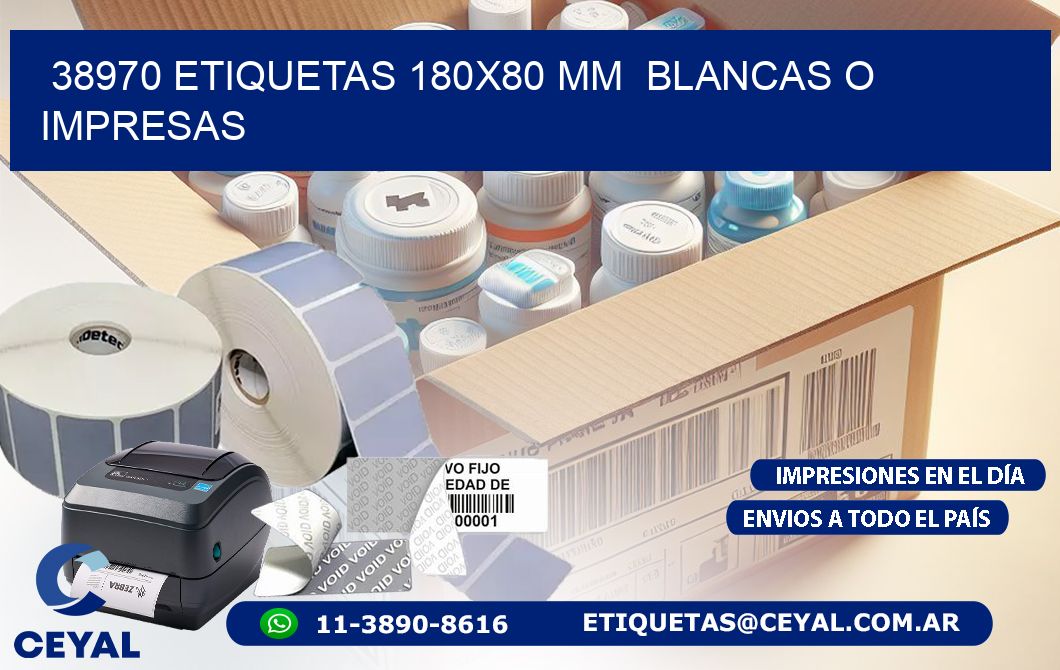 38970 ETIQUETAS 180x80 mm  BLANCAS O IMPRESAS