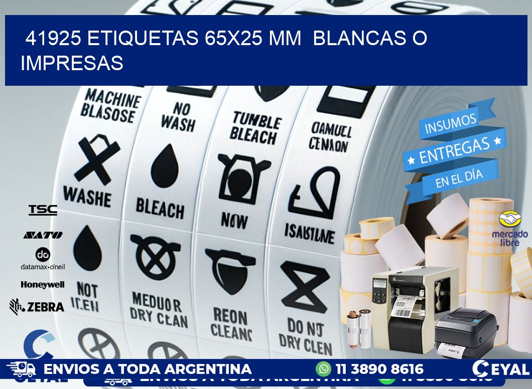 41925 ETIQUETAS 65x25 mm  BLANCAS O IMPRESAS