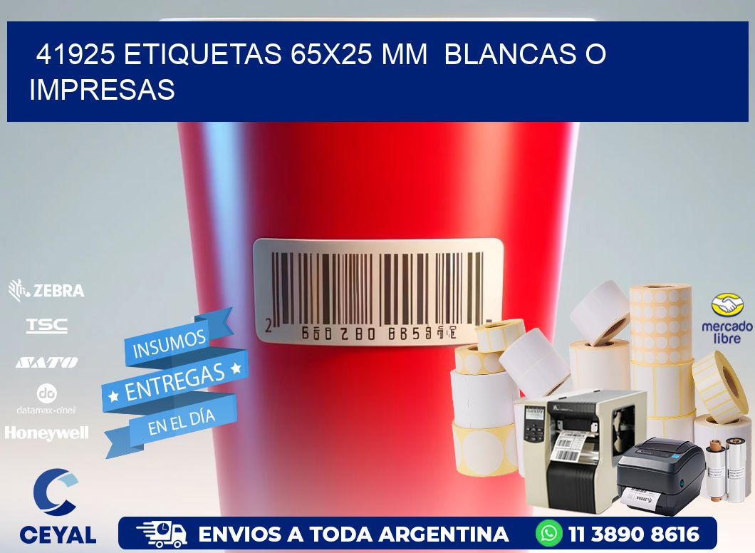 41925 ETIQUETAS 65x25 mm  BLANCAS O IMPRESAS