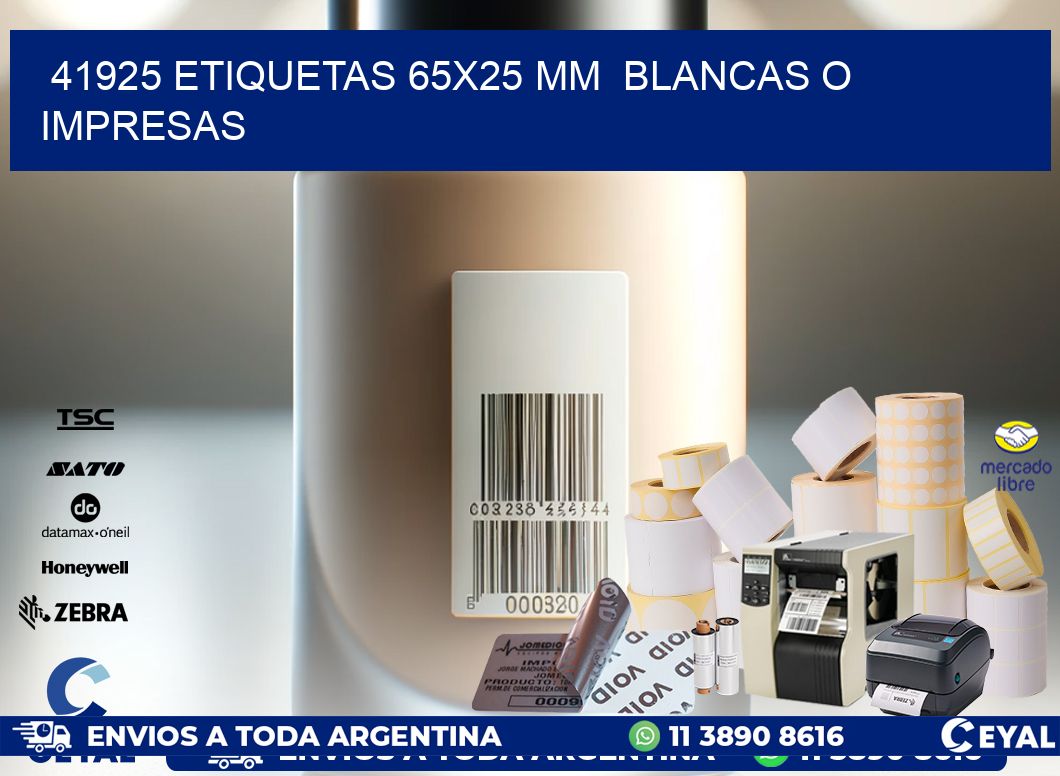 41925 ETIQUETAS 65×25 mm  BLANCAS O IMPRESAS