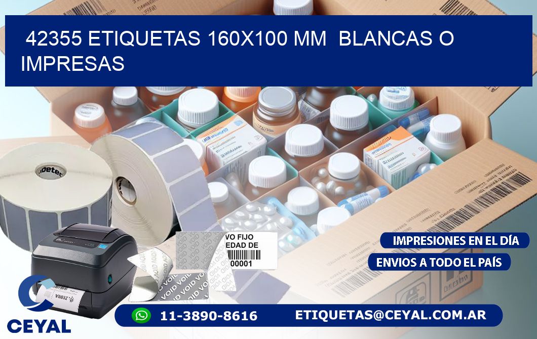 42355 ETIQUETAS 160x100 mm  BLANCAS O IMPRESAS