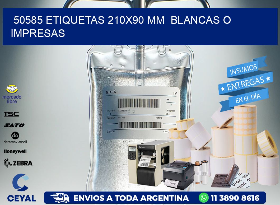 50585 ETIQUETAS 210×90 mm  BLANCAS O IMPRESAS