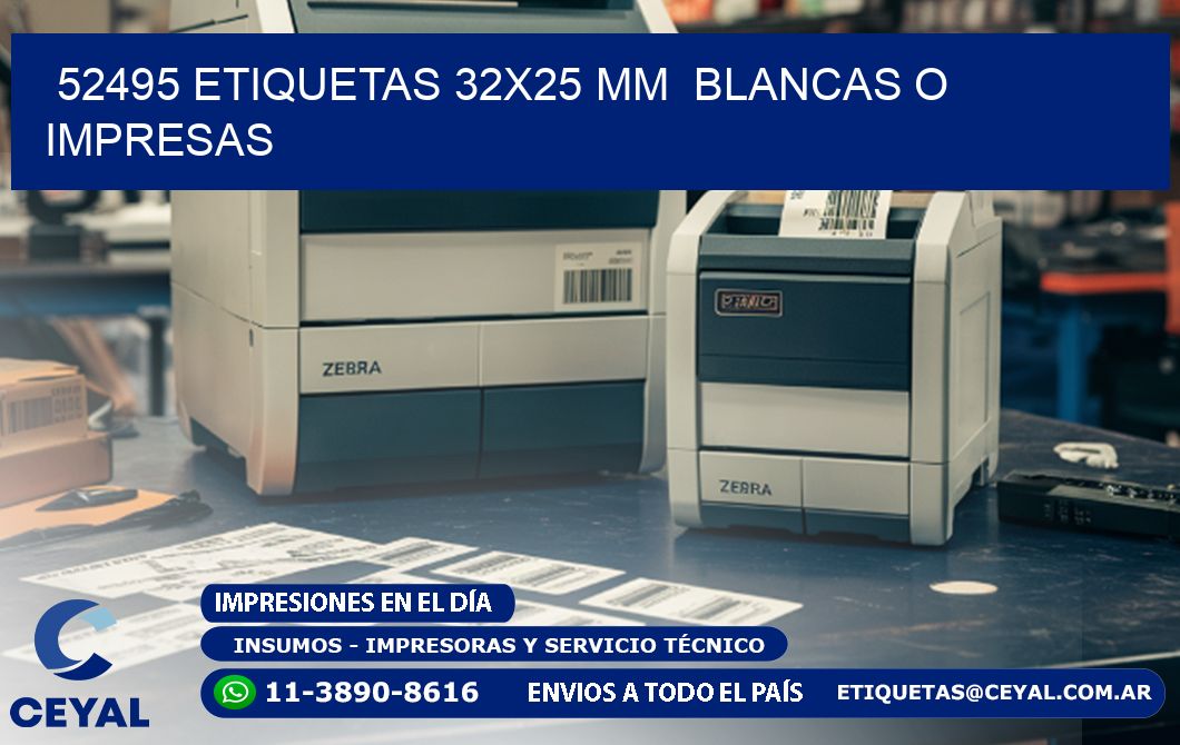 52495 ETIQUETAS 32x25 mm  BLANCAS O IMPRESAS