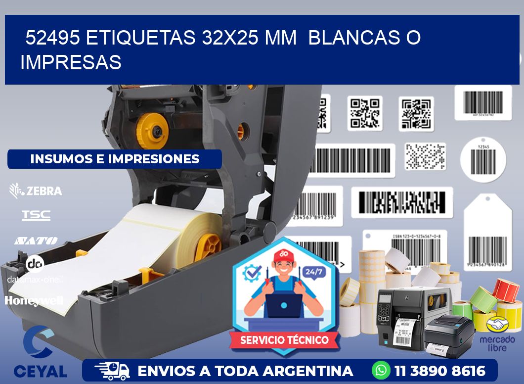 52495 ETIQUETAS 32x25 mm  BLANCAS O IMPRESAS