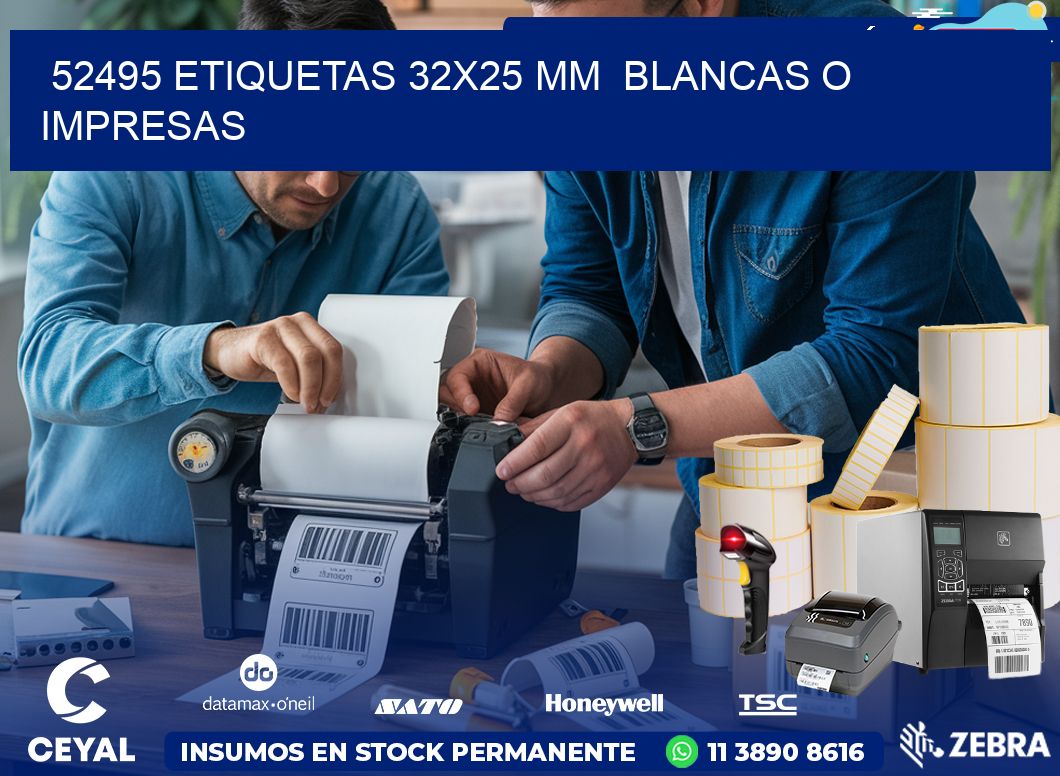 52495 ETIQUETAS 32×25 mm  BLANCAS O IMPRESAS