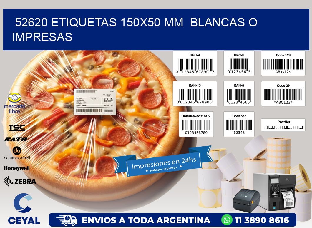 52620 ETIQUETAS 150x50 mm  BLANCAS O IMPRESAS