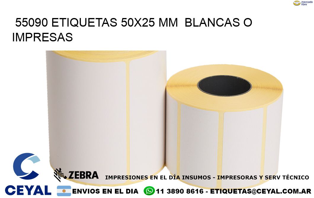 55090 ETIQUETAS 50x25 mm  BLANCAS O IMPRESAS