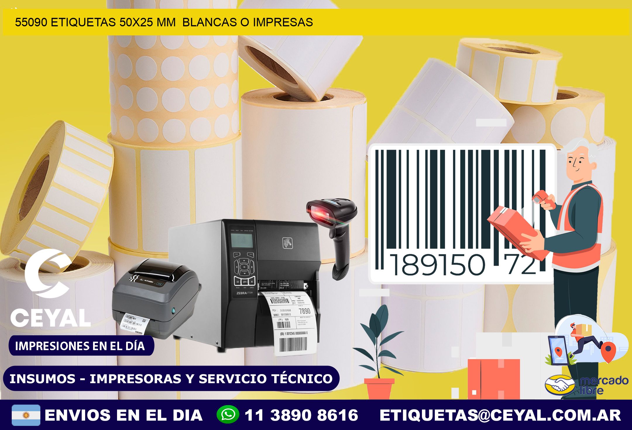 55090 ETIQUETAS 50×25 mm  BLANCAS O IMPRESAS