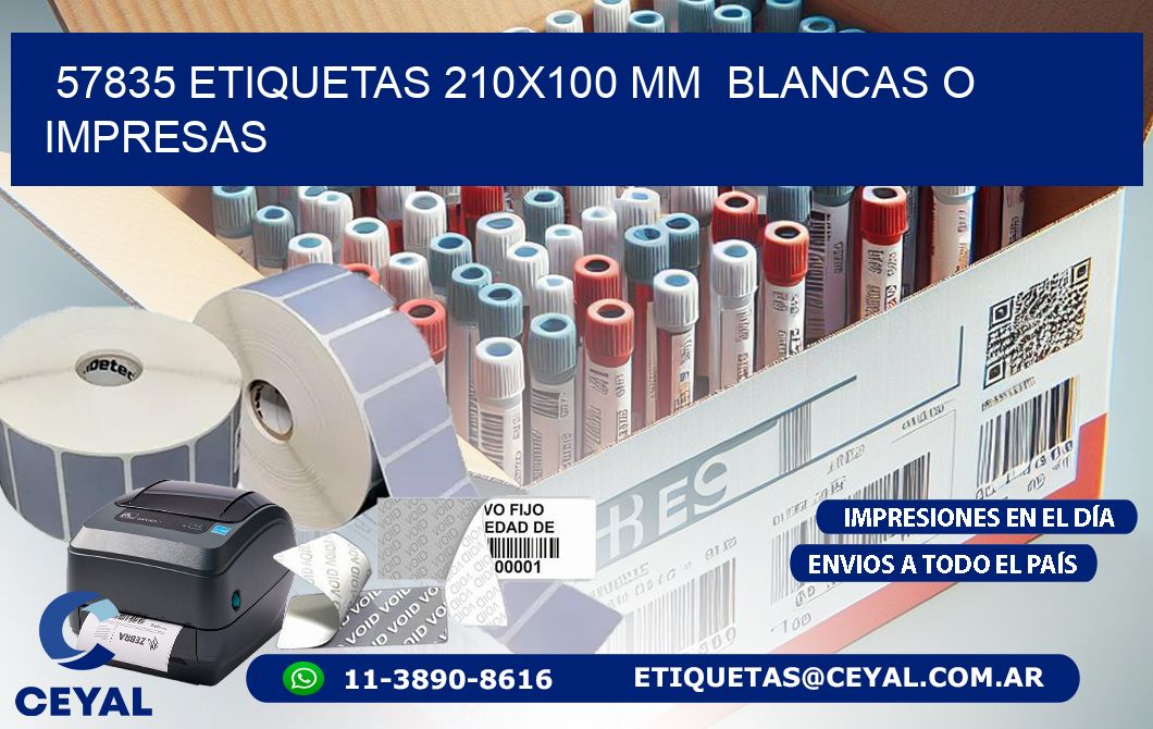 57835 ETIQUETAS 210x100 mm  BLANCAS O IMPRESAS