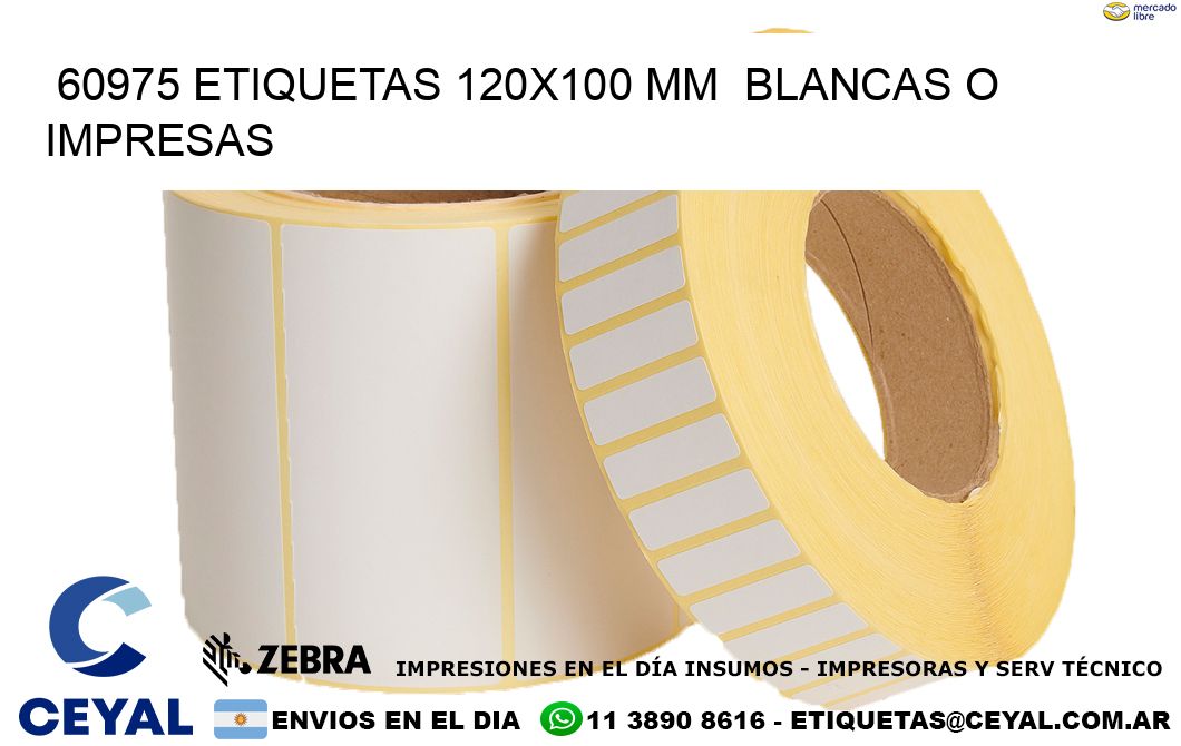 60975 ETIQUETAS 120x100 mm  BLANCAS O IMPRESAS