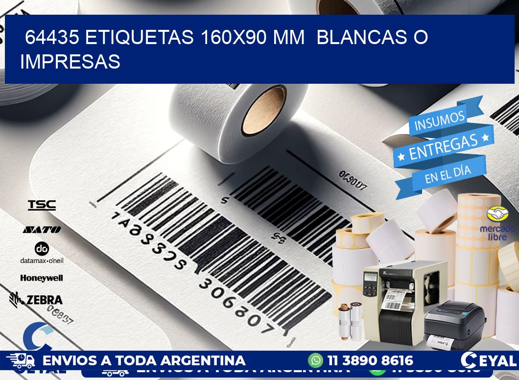 64435 ETIQUETAS 160x90 mm  BLANCAS O IMPRESAS