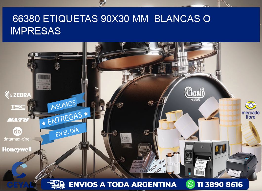 66380 ETIQUETAS 90x30 mm  BLANCAS O IMPRESAS