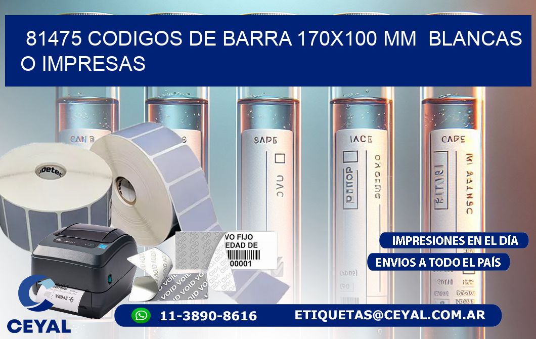 81475 CODIGOS DE BARRA 170×100 mm  BLANCAS O IMPRESAS