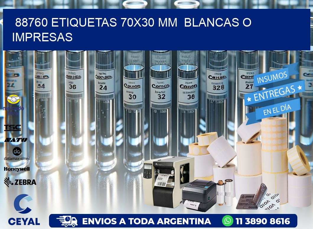 88760 ETIQUETAS 70×30 mm  BLANCAS O IMPRESAS