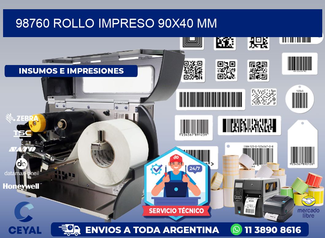 98760 ROLLO IMPRESO 90x40 mm