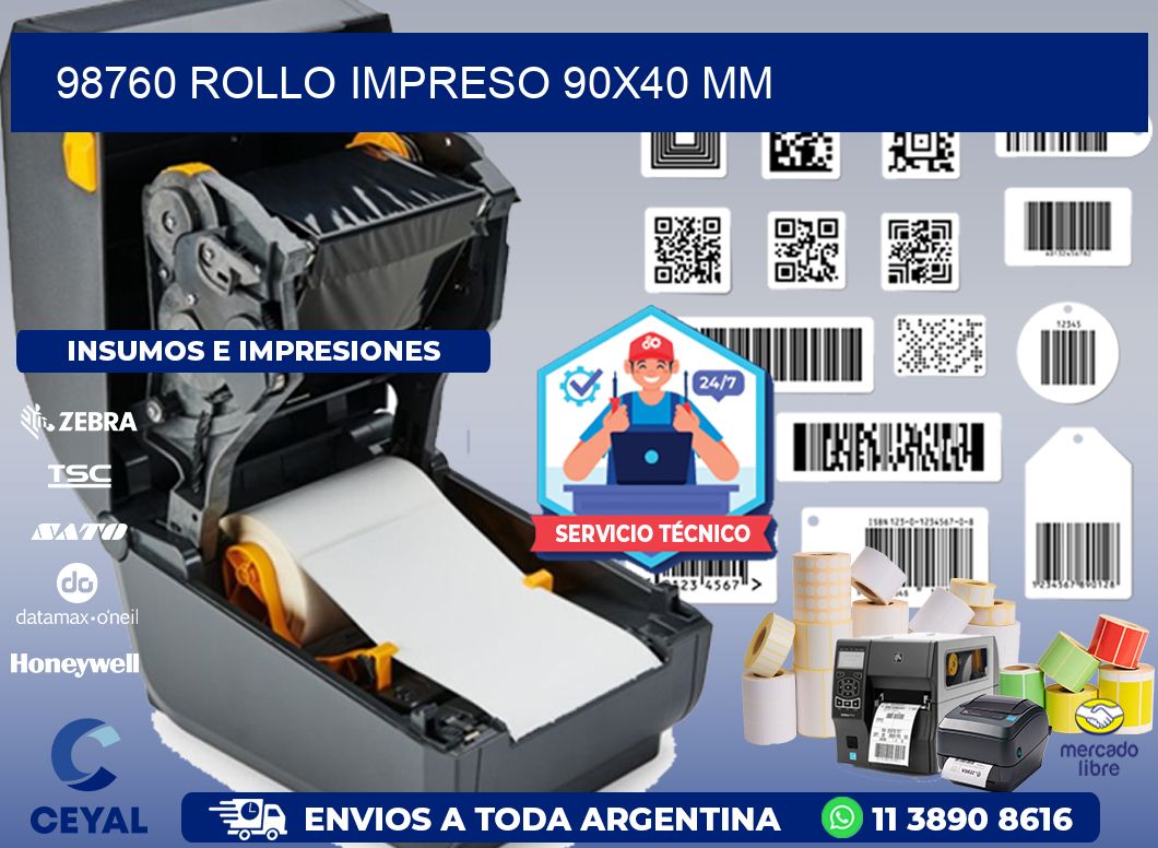 98760 ROLLO IMPRESO 90x40 mm