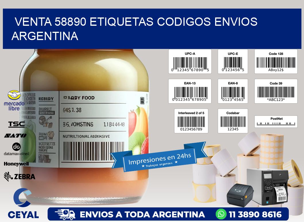 VENTA 58890 ETIQUETAS CODIGOS ENVIOS ARGENTINA