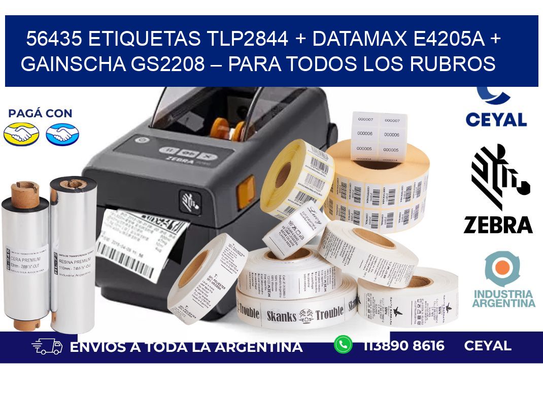 56435 ETIQUETAS TLP2844 + Datamax E4205A + Gainscha GS2208 – Para todos los rubros
